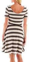 Thumbnail for your product : Studio 1 Short-Sleeve Striped Fit-and-Flare Dress