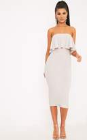 Thumbnail for your product : PrettyLittleThing Presley Dove Grey Frill Bandeau Midi Dress