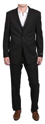 Versace Pinstripe Men's Two-piece Wool Suit Black/white.