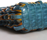 Thumbnail for your product : Nancy Gonzalez Blue Tan Woven Crocodile Toggle Tote Handbag