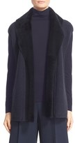 Thumbnail for your product : Lafayette 148 New York Women's Stretch Cashmere Cap Sleeve Vest With Genuine Shearling Trim