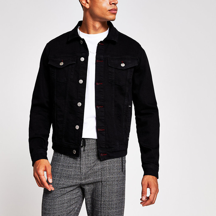 black denim jacket mens river island