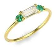 Ila White Sapphire & Emerald 14K Yellow Gold Ring