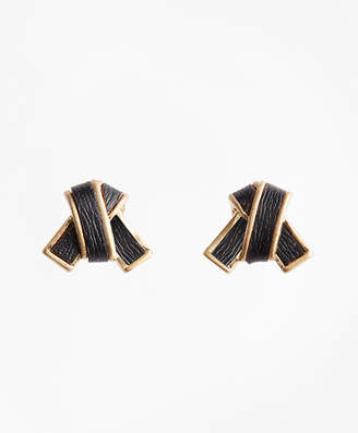Brooks Brothers Leather Knot Earrings