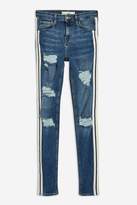 Thumbnail for your product : Topshop Womens Mid Blue Side Stripe Jeans - Ecru