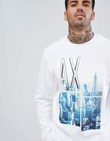 Thumbnail for your product : Armani Exchange City Print Crew Neck Sweat In White