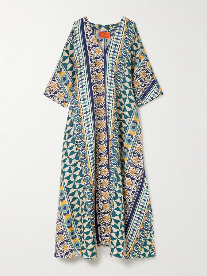 La DoubleJ Printed Silk-twill Maxi Dress - Multi