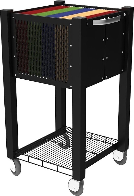 Vertiflex InstaCart Metal Mobile File Cart with Swivel Wheels, Black (AVT-VF53002)