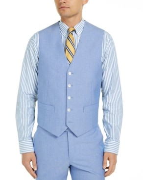 blue chambray suit