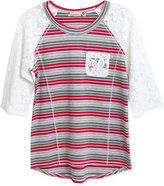 Thumbnail for your product : Speechless Girls' Striped Lace Tee