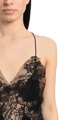 Ermanno Scervino Silk Satin Dress W/ Lace Inserts