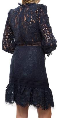 Sea Long Sleeve Lace Embroidered Dress