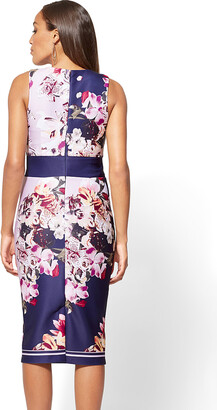 New York and Company Petite Split-Neck Sheath Dress - Floral - 7th Avenue