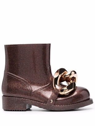 J.W.Anderson Chain-Detail Glitter Rubber Ankle Boots
