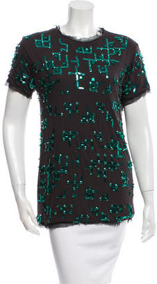 Lanvin Silk-Trimmed Embellished Top w/ Tags