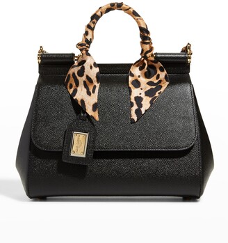 Dolce & Gabbana Sicily Medium Leopard-Print Chain Top-Handle Bag