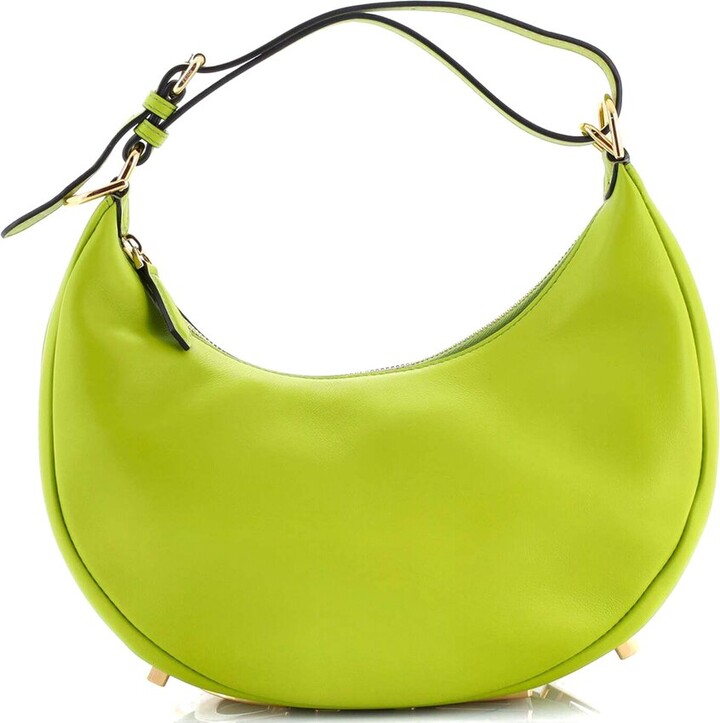 Fendi Green Sheep Leather Fendigraphy Bag Small (Authentic Pre-Loved)