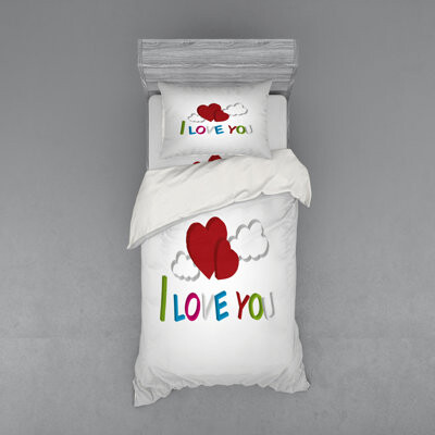 Ambesonne Red Microfiber Modern & Contemporary Duvet Cover Set