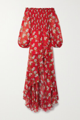 Caroline Constas Ambrosia Off-the-shoulder Floral-print Silk-chiffon Dress