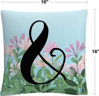 Baldwin Abc Pink Floral Garden Letter Illustration Ampersand Decorative Pillow, 16" x 16"