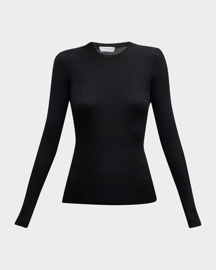 Gabriela Hearst Browning Cashmere Ribbed Top