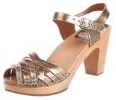 Thumbnail for your product : Swedish Hasbeens Metallic Leather Clogs