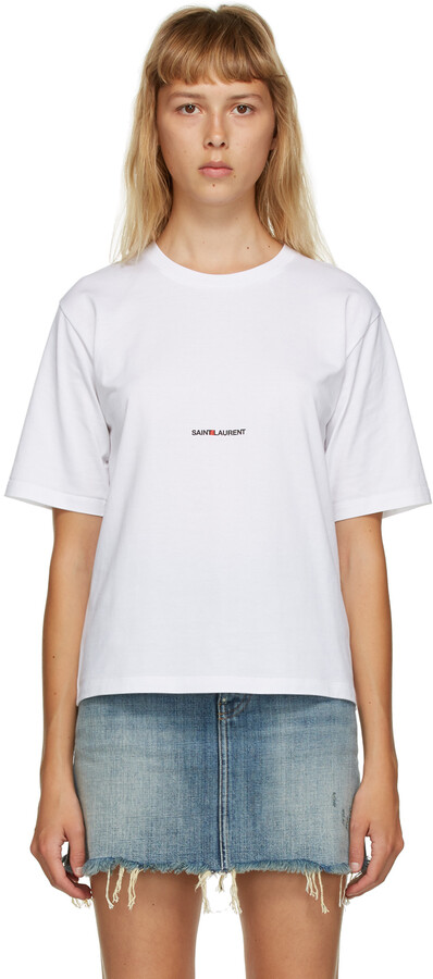 Saint Laurent White Logo T-Shirt - ShopStyle