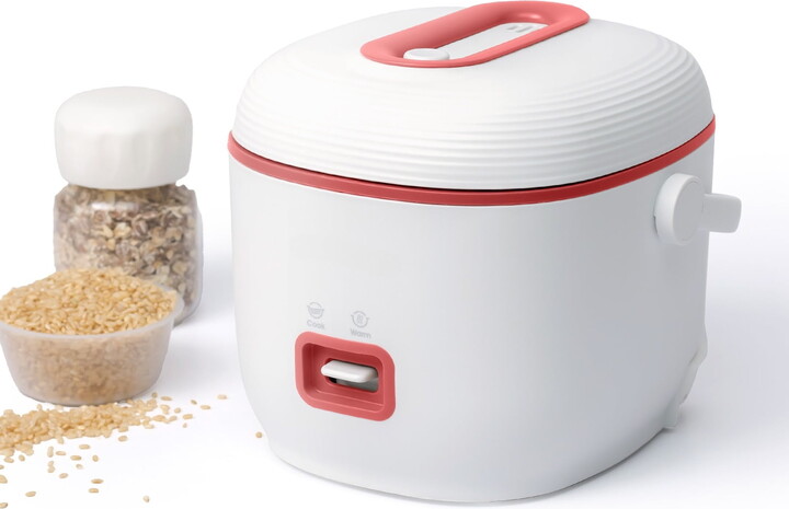 AsterOutdoor Non-Stick Mini Rice Cooker, 1 Cup-2 Cup, Pink