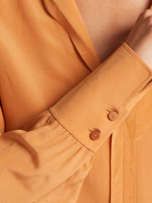 Chloé Wide Collar Silk Blouse - Womens - Light Brown