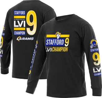 Fanatics Men's Branded Matthew Stafford Black Los Angeles Rams Super Bowl Lvi Champions Player Name and Number Long Sleeve T-shirt