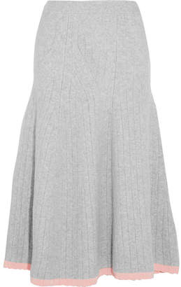 Victoria Beckham Ribbed Wool-blend Midi Skirt - Gray