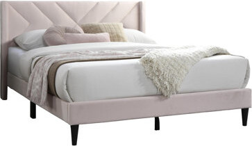 Mercer41 Elegant Modern Velvet Upholstered Queen Size Bed Clean Lines Design Headboard 1pc Bedframe
