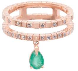 Diane Kordas Spectrum 18kt Rose-gold Diamond & Emerald Ring - Womens - Green