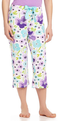 HUEtopia Slub Jersey Floral Capri Pajama Pants