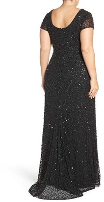 Adrianna Papell Plus Size Women's Embellished Scoop Back Gown