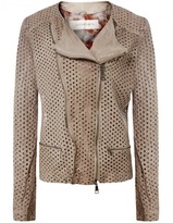 Thumbnail for your product : Giorgio Brato Leather Perforated Biker Jacket