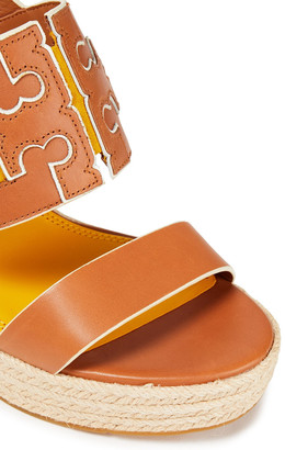 Tory Burch Two-tone Leather And Suede Espadrille Wedge Sandals