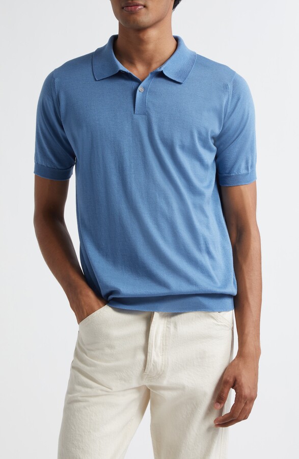John Smedley Leyburn Merino Wool & Sea Island Cotton Gauze Polo
