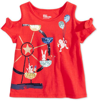 Epic Threads Little Girls Sequin Cold Shoulder T-Shirt, Created for Macy's