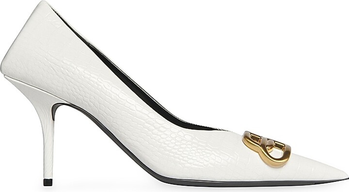 Balenciaga Women's Square Knife BB 80mm Pumps - White - Size 6