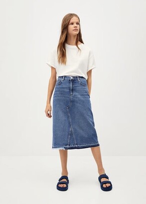 MANGO Frayed edges denim skirt medium blue - XS - Kids - ShopStyle