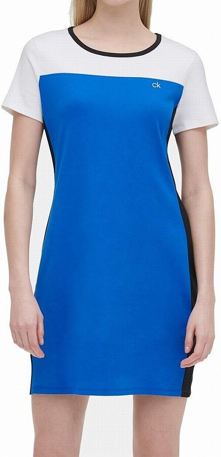 Bell Sleeve Calvin Klein Metallic Colorblocked Sheath Dress Calvin