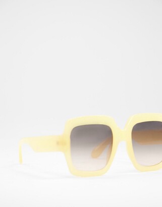 A. J. Morgan AJ Morgan So Happy oversized square lens sunglasses in yellow