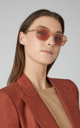 Garrett Leight Pier 50 Square-Frame Rose Gold-Tone Glass Sunglasses