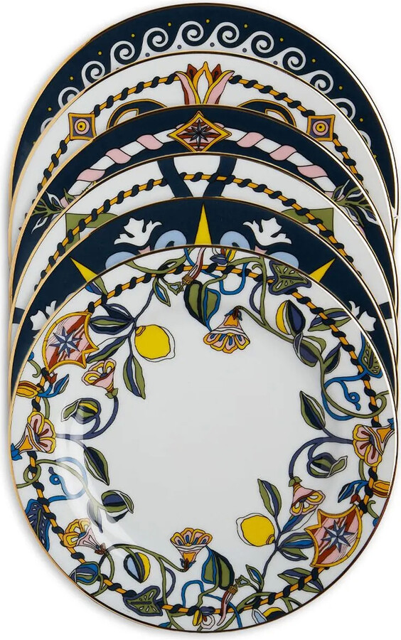 La DoubleJ Graphic-Print Dessert Plates (Set Of Six)