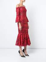 Thumbnail for your product : Marchesa Notte embroidered lace off the shoulder dress