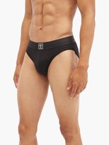 Thumbnail for your product : Versace Logo-jacquard Modal-blend Jersey Briefs - Black