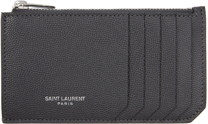 Saint Laurent Grey Fragment Zipped Card Holder - ShopStyle Wallets