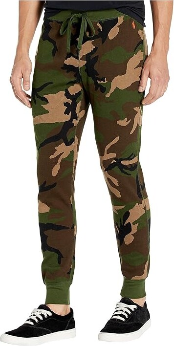 Polo Ralph Lauren Lightweight Waffle Printed Jogger Pants Men's Pajama Surplus Camo/Dusk Orange Pony Print : SM, Cotton