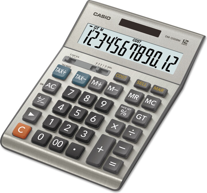 Casio DM-1200BM Desktop Calculator 12-Digit LCD, Multicolor